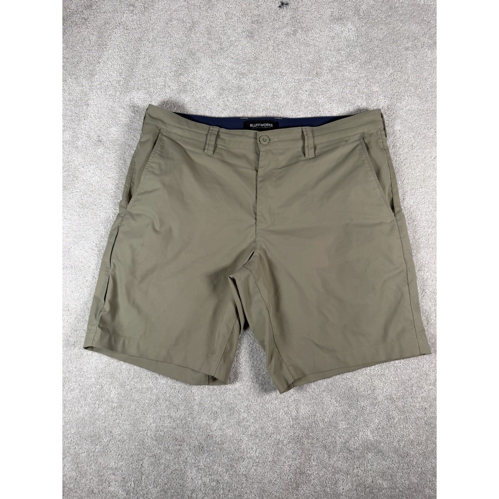 Bluffworks Ascender Shorts Mens 34 Chino Regular Fit Polyester Travel Golf 8"